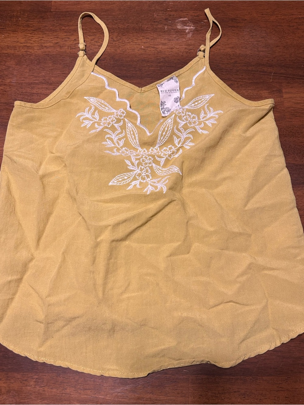 Blu Pepper Yellow Floral V-Neck Embroidered Camisole